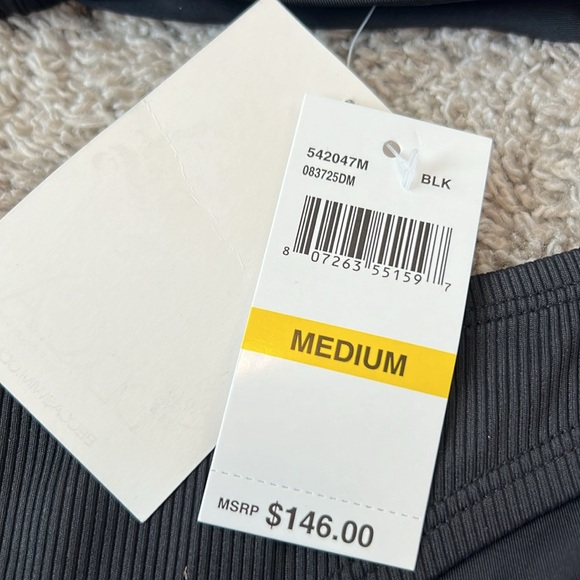 NWT $146 BECCA Medium M 8 10 Black Ribbed Sexy Bikini 2 piece swimsuit NEW Gold - Picture 10 of 16